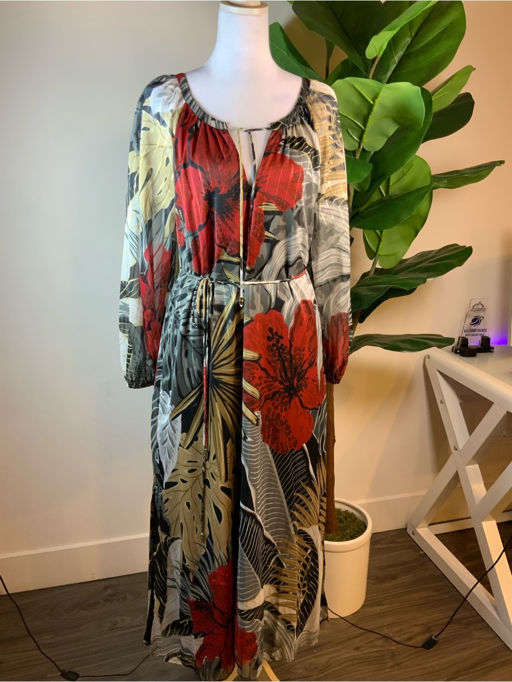 Tommy Bahama Red Floral Tropical Maxi Dress